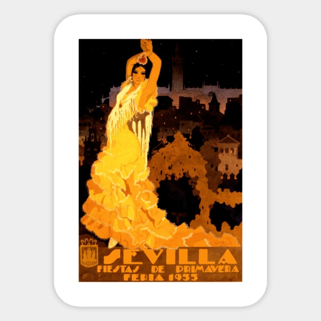 Sevilla - Seville, Spain Poster for the 1933  Spring Festival Sticker by Naves